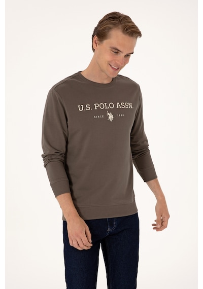 U.S. Polo Assn. Erkek Regular Fit Bisiklet Yaka Vizon İnce Basic Sweatshirt 50313743-VR052