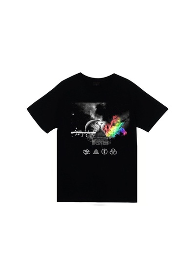Stoned&Fame Pink Floyd Led Zeppelin Baskılı T-shirt SIYAH Siyah
