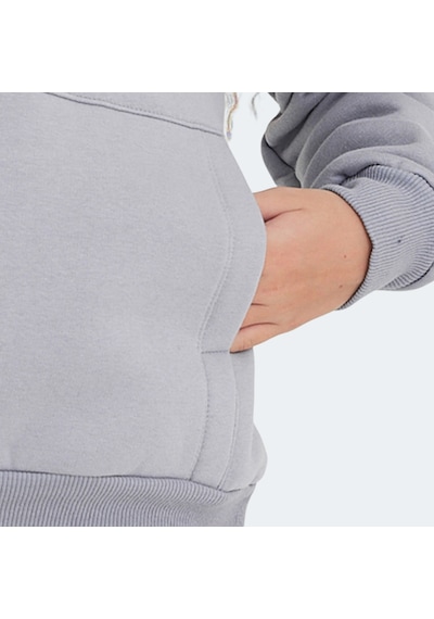 Slazenger LEXUS Çocuk Kapüşonlu Cepli Taş Gri Sweatshirt