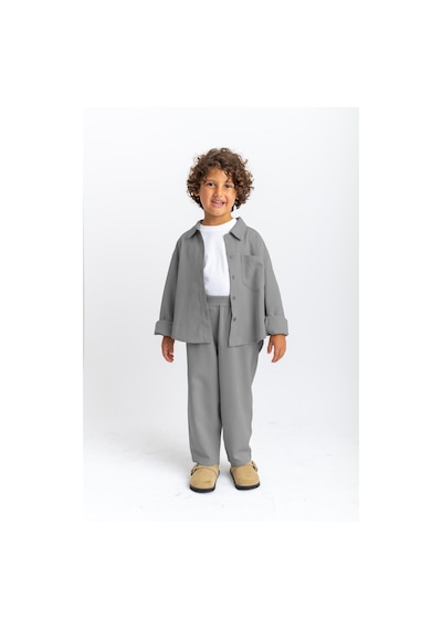 Oliven The Kid Oliventhekid Unisex Balon Pantolon Gömlek Takım Gri Gri