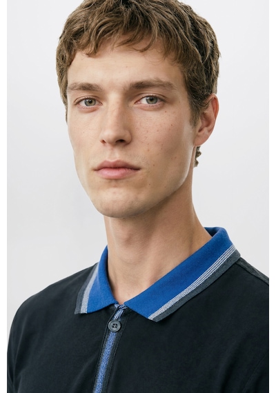 AC&Co / Altınyıldız Classics Erkek Sıyah Saks Regular Fit Geniş Kesim Polo Yaka %100 Pamuk Tişört