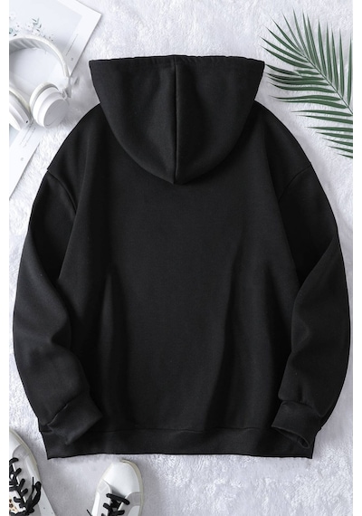 Uyguntarz Mooooody Baskılı Unisex Oversize Sweatshirt siyah