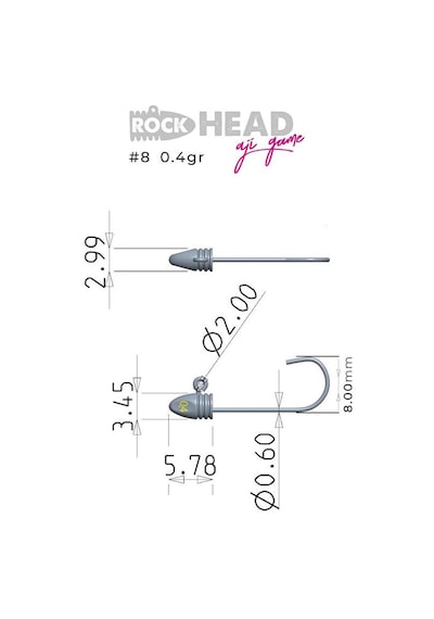 Fujin Rock-head Aji Game Jighead No:8 0.4gr