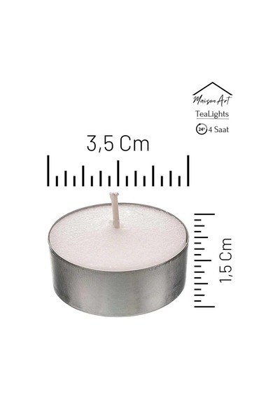 100 Adet Buhurdanlık Mumu 4 Saat Yanan Tea Light Mum Dekoratif Mumluk Mumu
