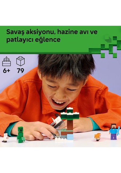 LEGO® Minecraft® Steve’in Tayga Macerası 21583 - 6 Yaş Üzeri Çocuklar için Minifigür İçeren Yaratıcı Oyuncak Yapım Seti (79 Parça)
