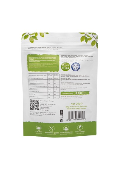 Fruvivo 2'li Freeze Dry Paket - 2 Adet Portakal - Dondurularak Kurutulmuş Meyve Cipsi Şeker İlavesiz %100 Doğal Vegan 40 G