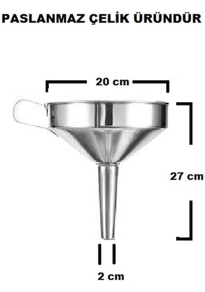 Paslanmaz Çelik Mazot Hunisi Metal Yağ Hunisi Metal Reçel Hunisi 25 Cm N11.7