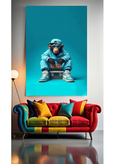 Hip Hop Sevdalısı Maymun V1 Ev Duvar Salon Güzellik Salonu Ofis Dükkan Dekarasyon Kanvas Tablo