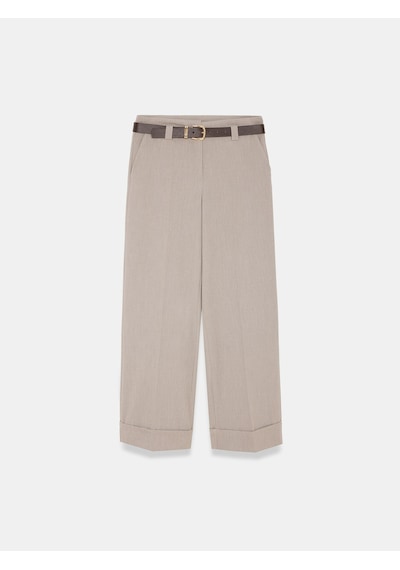Dilvin 72821 Kemerli Kıvrık Paça Pantolon-vizon