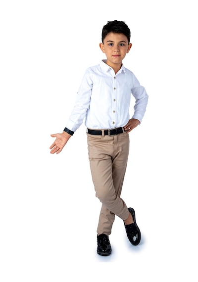 Mnk Baby & Kids Tarz Gömlek Gabardin Pantolon Erkek Çocuk Takım Mnk0422 Beyaz