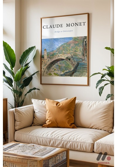 Claude Monet Dolceacqua Köprüsü, Ahşap Çerçeveli Duvar Tablosu - Sanatsever Hediyesi