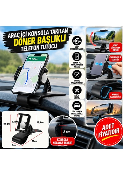 Erdo Ticaret Araç İçi Konsola Takılan Döner Başlıklı Telefon Kıskacı Telefon Tutucu Adet Fiyatıdır Erdotıca Standart