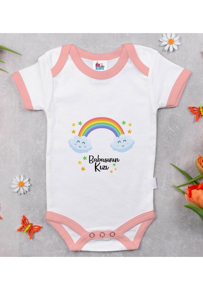 Bk Gift Bk Kids Babasının Kızı Tasarımlı Pembe Bebek Body Zıbın-1 3-6 Ay Sarı