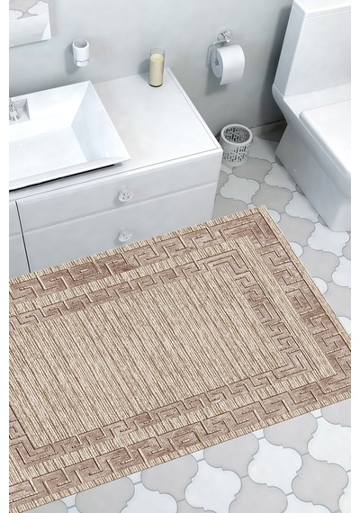 Dekoreko Kaymaz Taban Djt Banyo Halısı Trend Modern F5036 Kahve