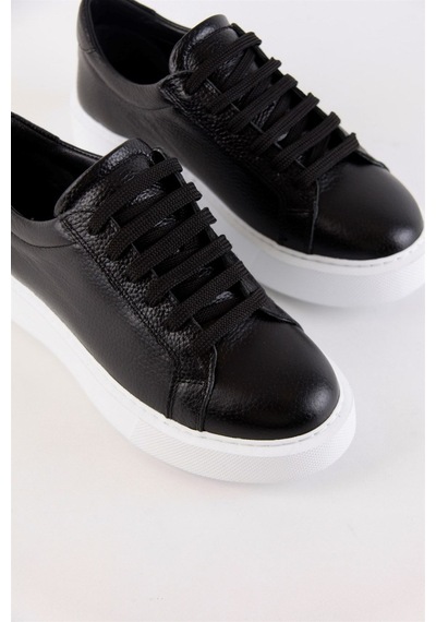 Julia Siyah Hakiki Deri Kadın Sneaker-Siyah