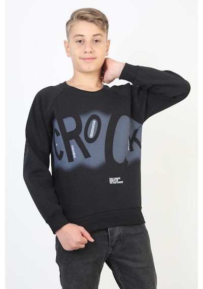 Baskılı Erkek Çocuk Sweatshirt-90879 Siyah
