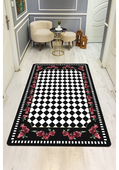 Modern Desenli Dijital Baskı Kaymaz Taban Halı H0151 Renkli