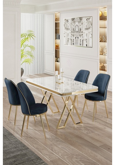 Canisa Vals Serisi 80x130 Lak Panel Beyaz Mermer Desen Masa Takımı Gold Ayaklı 4 Antrasit Sandalye Masa Beyaz Mermer Desen Sandalye Antrasit Canisa Vals Serisi 80x130 Lak Panel Beyaz Mermer Desen Masa Takımı Gold Ayaklı 4 Antrasit Sandalye Masa Beyaz Mermer Desen Sandalye Antrasit