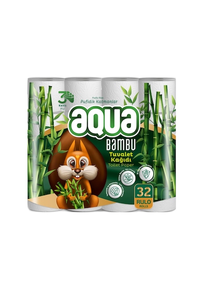3 Adet Aqua Bambu 3 Katlı Tuvalet Kağıdı 32'li