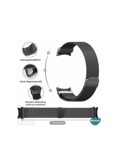 Samsung Galaxy Watch 5 44mm Kordon Milano Loop Siyah Çok Renkli
