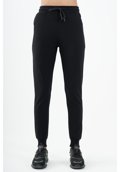 Maraton Sportswear Regular Kadın Ribana Paça Basic Siyah Eşofman Altı 22181-siyah Siyah