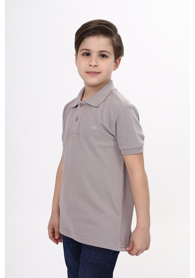 Toontoy Kids Toontoy Unisex Polo Yaka Düğmeli Uzun Kısa Tişört Kahverengi