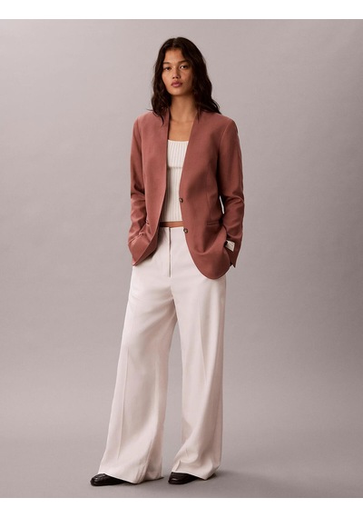 Calvin Klein Lınen Blazer, 41j, 4 Kadın Kiremit Blazer Kahverengi