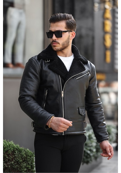 Mero Life Erkek Napa Deri Çapraz Fermuarlı İçi Full Kürklü Yüksek Kalite Slim Fit Siyah Mont & Ceket Siyah Mero Life Erkek Napa Deri Çapraz Fermuarlı İçi Full Kürklü Yüksek Kalite Slim Fit Siyah Mont & Ceket Siyah