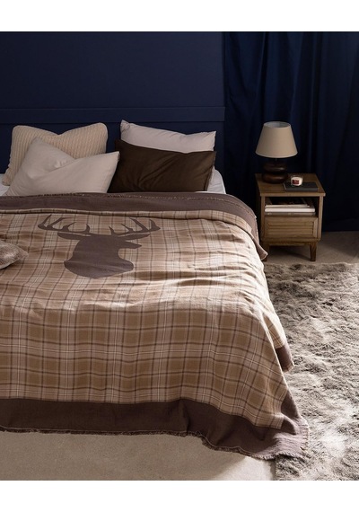 Lexroo Valensole Çift Kişilik%100 Pamuk Yatak Örtüsü, Bej, 220 X 240