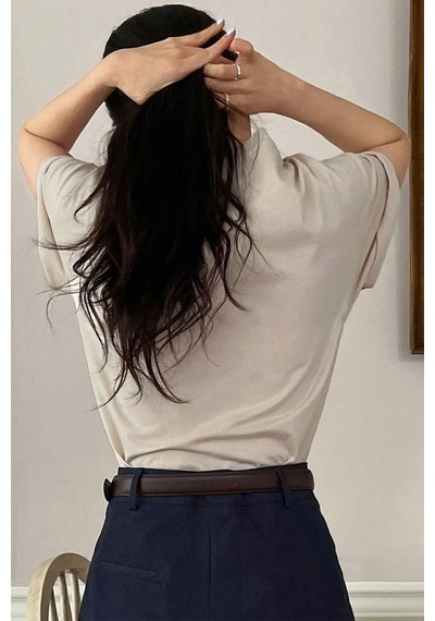 Kadın Bej Classical Ön Baskılı Oversize T-shirt Bej
