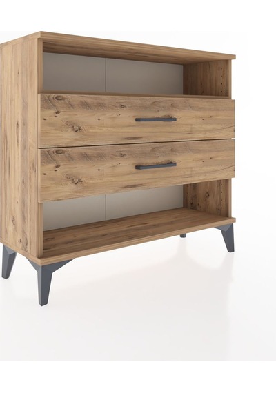 Arges Şifonyer Tek Raflı 2 Çekmeceli 88x30x80 Çam-çam Çam