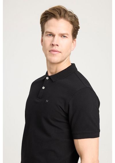Kısa Kollu Polo T-shirt Siyah Siyah