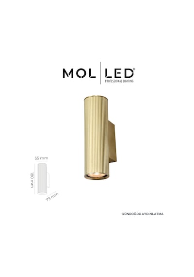 Molled Aura Serisi Gold Çift Yönlü Dekoratif Gu10 Duylu Aplik - Mol8106