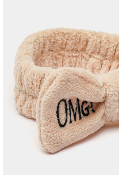 Omg Peluş Bandana Makyaj Spa Saç Bandı Krem Krem