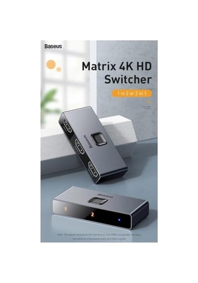 Matrix 2 İn 1 Çok Fonksiyonlu Bilgisayar/telefon Hdmı Hub Adaptörü, Koyu Gri, Hdmı Giriş Çıkış 4k & Arc, 4k 60 Hz Destekli, Seyahat Boy