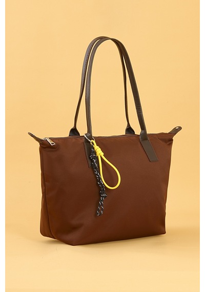 Orijinal Geniş Hacimli Su Geçirmez Paraşüt Kumaş Shopper Trend Ve Şık Büyük Boy Omuz Ve Kol Çantası Kahverengi