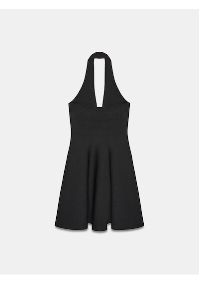 Dilvin 90269 Metal Detaylı Peplum Triko Elbise-siyah