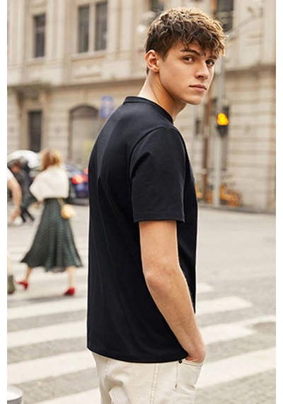 Unisex Man Baskılı T-shirt Siyah