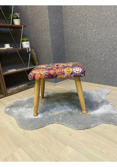 Trend Naturel Retro Ahşap Ayak Uzatma Pufu Makyaj Koltuğu Bench Tabure