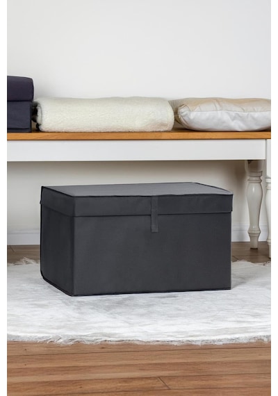 Çok Amaçlı Saklama Kutusu Düzenleyici Kapaklı Sandık Tipi Kutu Hurç Organizer 3 Lü Set Antrasit, Maxi 50x40x30 Diğer