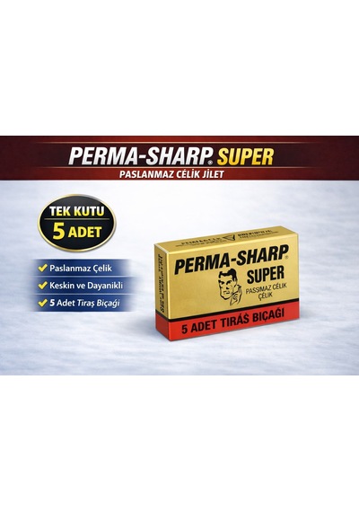 Perma-sharp Super Paslanmaz Çelik Tıraş Bıçağı 5 Li 1 Kutu