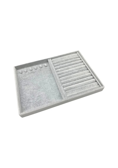 Yerli Üretim Venedik Model Süet Kumaş Gri 34/24 Cm Tırnaklı-sosisli Takı Çekmece Ici Standı Çok Renkli