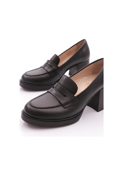 Dgn 361 Kadın Topuklu Loafer Ayakkabı Siyah