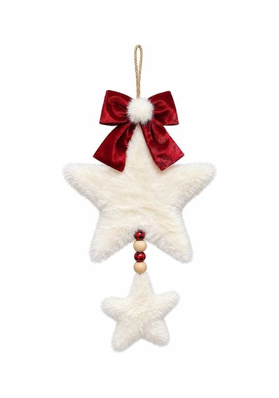 Kırmızı Fiyonklu Peluş Yıldız 41 Cm
