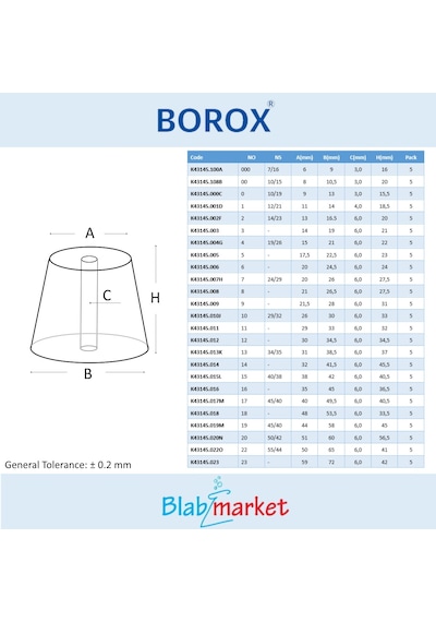 Borox Kauçuk Tıpa Delikli No.6 20 x 24.5 x 24 MM 5 Adet