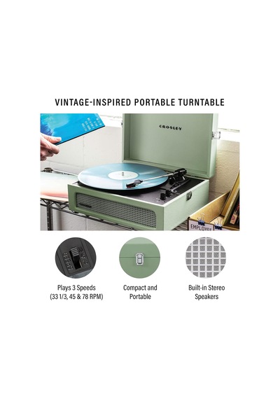 Cr8017b-sa Voyager Vintage Taşınabilir Vinil Plak Çalar Pikap, Bluetooth Giriş/çıkışı Ve Dahili Hoparlörler, S Diğer