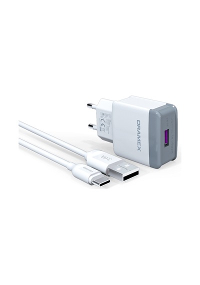 Dramex D30T 3.0A Type-C Şarj Adaptörü + Şarj Data Kablosu