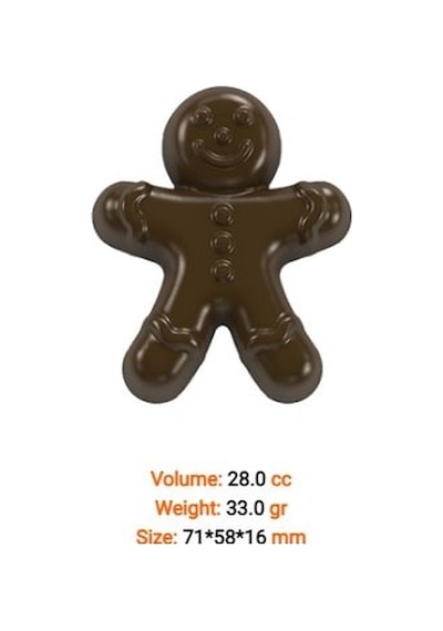 Yılbaşı Gingerman Adam Polikarbon Çikolata Kalıbı Renksiz