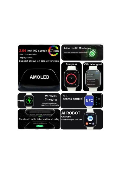 Yeni Akıllı Saat Hk10 Pro Max+ 46mm Amoled Bluetooth Çağrı Nfc Akıllı Kol Saati Smart Watch