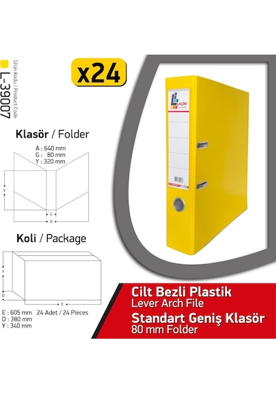 Laçin Klasör Sarı Geniş 24 Adet 1 Koli